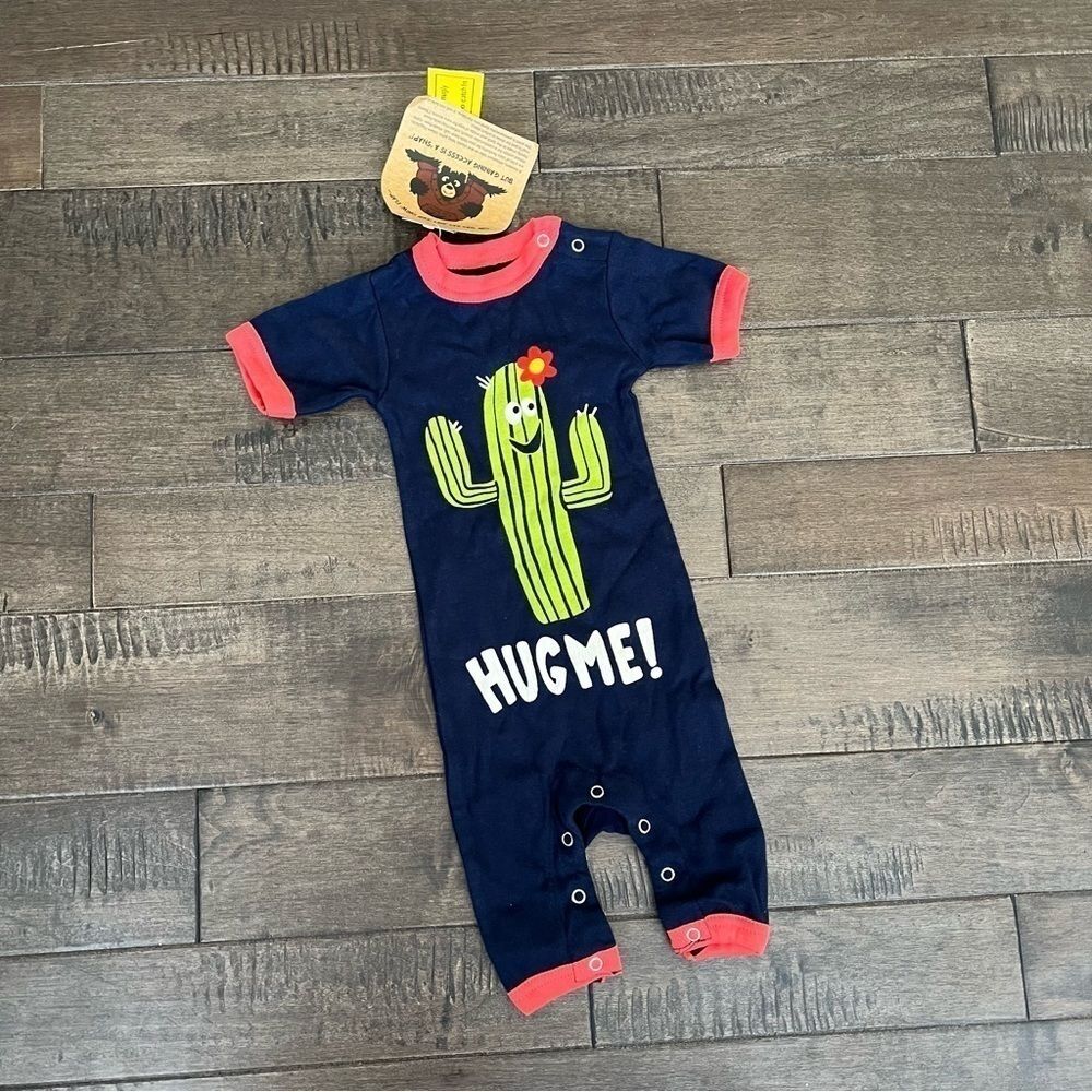 Lazy One Hug Me Cactus Infant Romper Outfit Baby Unisex Boy Girl